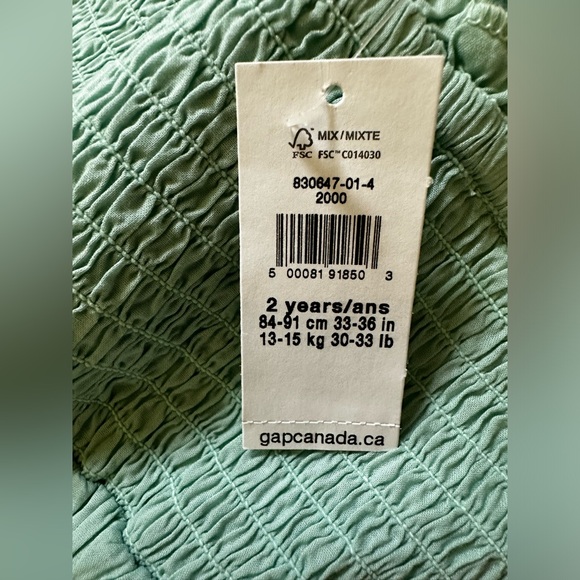 NWT, Baby GAP Sage Green Eyelet Dress / Size: 2T - Picture 3 of 3